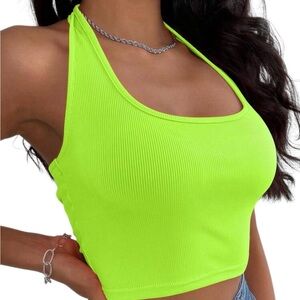 SHEIN Bright Lime Halter Tank Top💚